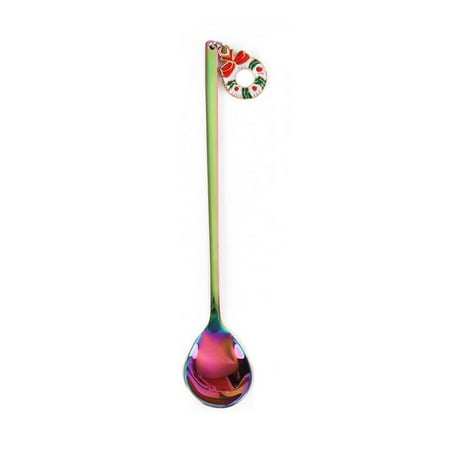 

Stainless Steel Spoon Creative Christmas Long Handle Coffee Dessert Ca Pudding Scoop for Holiday Gift Home Kitchen Kids Adults