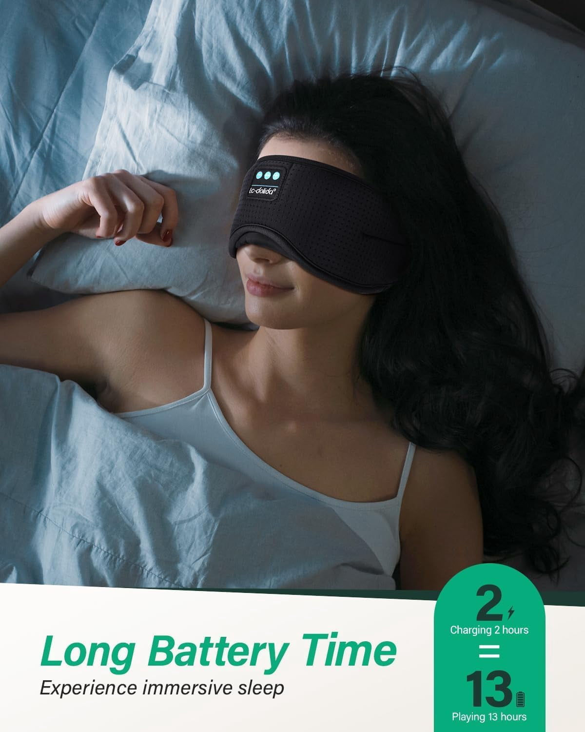 LC-dolida Sleep Headphones, White Noise Bluetooth Sleep Mask 3D Wireless Eye Mask Sleeping Headphones, Sleep Mask with Bluetooth Headphones for Side Sleepers Travel Yoga, Cool Gifts