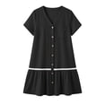 thumbnail image 3 of LIaqionyy Women Button down Dress Loose Summer Cotton Linen Dresses Short Sleeve Tunic Casual Sundresses, 3 of 7