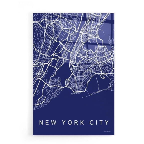Epic Art 'NYC Street Blue Map' by Seven Trees Design, Acrylic Glass Wall Art, 16"x24"