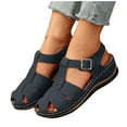 thumbnail image 4 of LOVZFMLL Women's Sandals Closed Toe Ankle Strap Comfort Walking Hiking Wedge Sandals with Arch Support Summer Outdoor Shoes Navy 6, 4 of 5