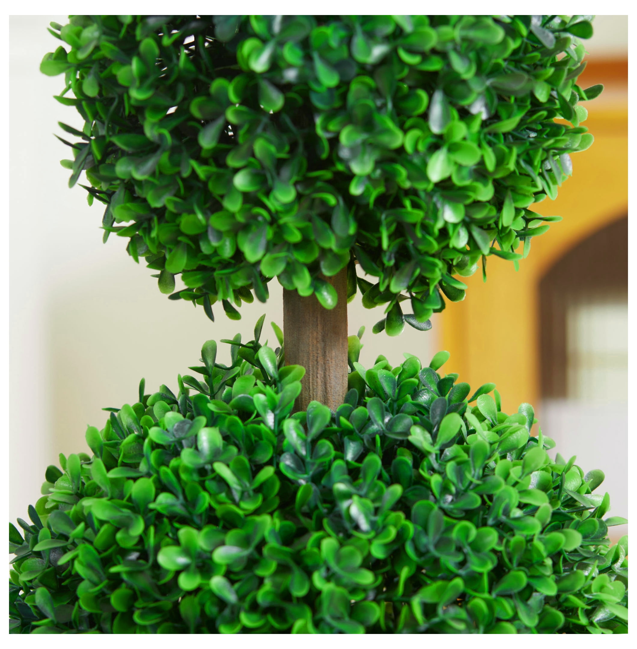 Artificial Plant for Home Decor Indoor & Outdoor Fake Plants Artificial Tree in Pot, 2 Ball Boxwood Topiary Tree for Home Office, Living Room Decor, Green