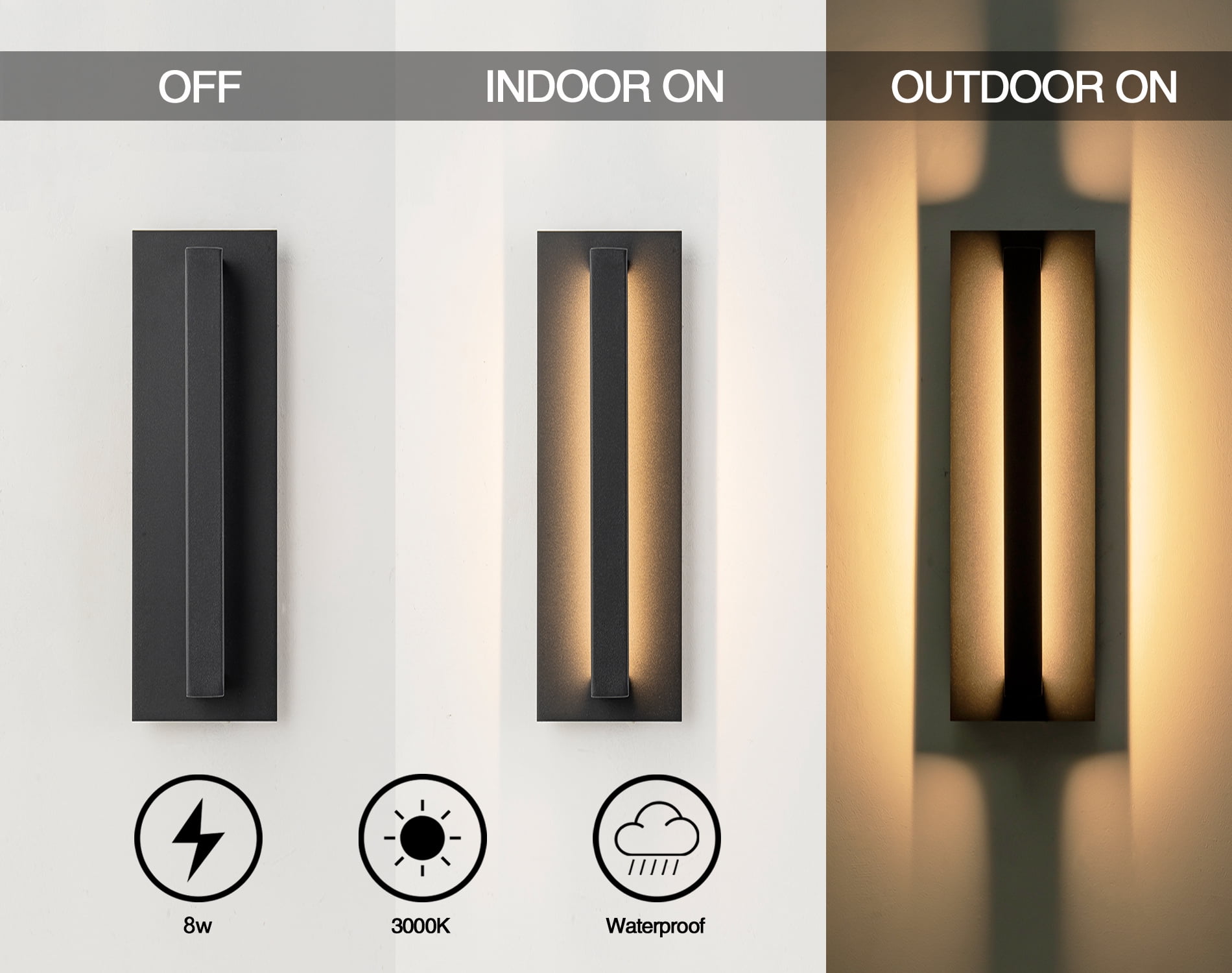 16 inch Black Modern Outdoor Led Wall Sconce