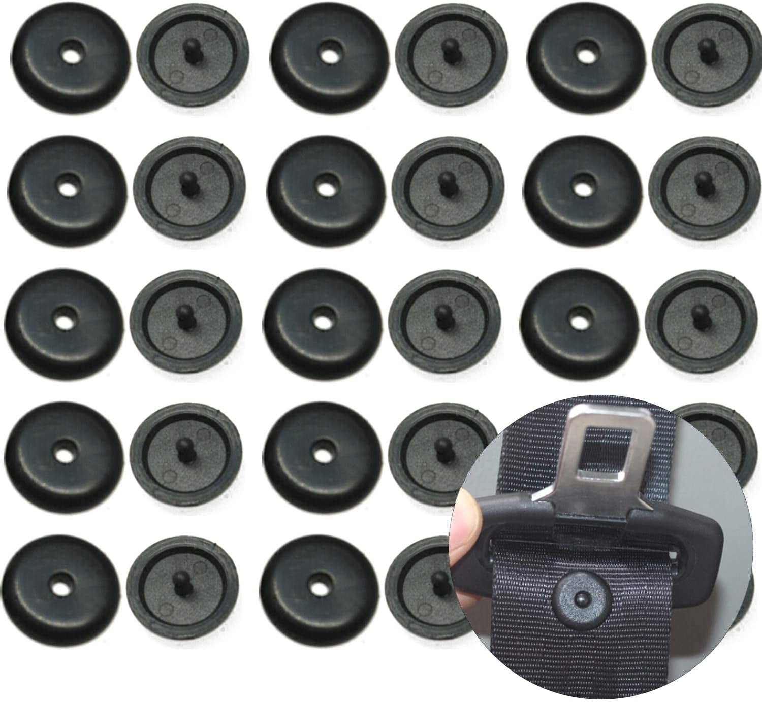 Walbest 10Pcs Seat Belt Stop Button, Prevent Belt Buckle from Sliding