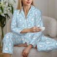 thumbnail image 5 of KLL Cartoon Rabbit Print Women's Long Sleeve Pajamas with Pants Sleepwear Loungewear 2 Set-Medium, 5 of 7