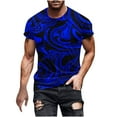 thumbnail image 2 of Qertyioot Henley Chemises pour Hommes Été Col Rond Imprimé Décontracté Manches Courtes Col Rond Haut/chemise, 2 of 5