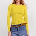 thumbnail image 5 of Cute T Shirts For Women Loose Fitted Crew Neck T Shirts Classic Solid Color Fall Winter Work Tee Pullover Outfits Yellow L, 5 of 7