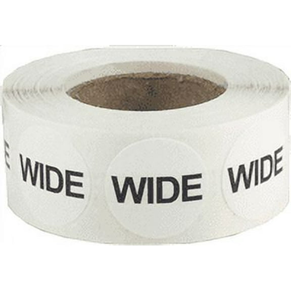White Shoe Size "WIDE" Circle Stickers | 0.75" Inch Round | 500 Pack