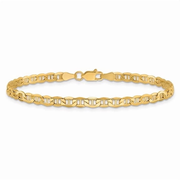 DewberryDiamonds 10k Yellow Gold 3.2mm Semi-Solid Anchor Chain Bracelet (Weight : 2.06 GM, Length : 9 IN, Width : 3.2 MM)