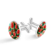 Watermelon Elegant Silver Jewelry Men's Cufflinks Made of Stainless Steel for Formal Attire, Business Meetings and Weddings