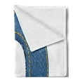 thumbnail image 2 of Letter Q Soft Flannel Fleece Blanket, Conceptual Font Design with Denim Pattern Texture Image Shape of Capital Letter Q, Cozy Plush for Indoor and Outdoor Use, 50" x 60", Blue Yellow, by Ambesonne, 2 of 5