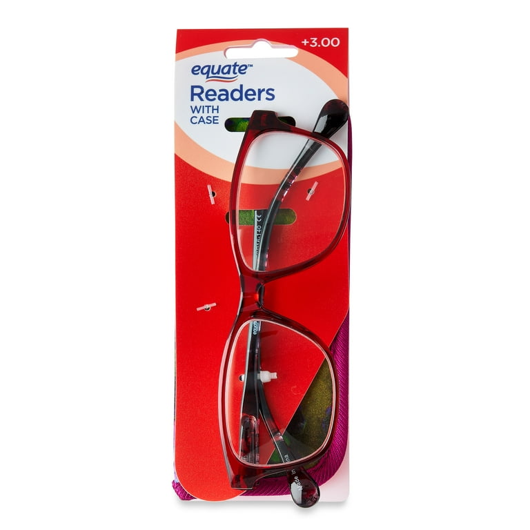 Equate Women's Flora Reading Glasses with Case, Red, +3.00 HSA/FSA