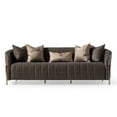 thumbnail image 4 of MICHAEL AMINI Lisbon Upholstered Chenille & Metal Sofa in Onyx and Gold, 4 of 18