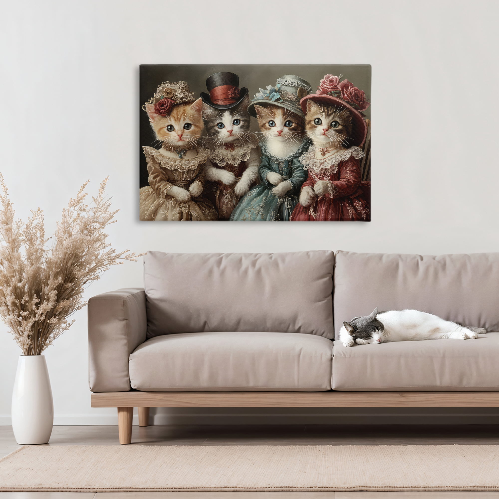 Stupell Industries Vintage Dress Kittens Canvas Wall Art, design by The Wands Want