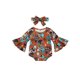 thumbnail image 1 of Pelele con estampado floral de vaca para niña recién nacida, mono largo con mangas acampanadas y diadema, ropa infantil estilo western, 1 of 6