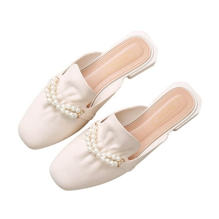 

Women s Loafer Slide Sandal Casual Plus Size Solid Color Sandals for Daily Work Party Shoes 38 White