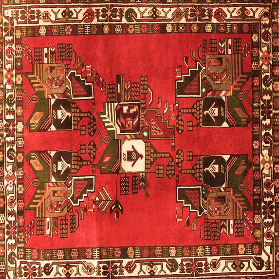 Ahgly Company Indoor Square Persian Orange Traditional Area Rugs, 8' Square