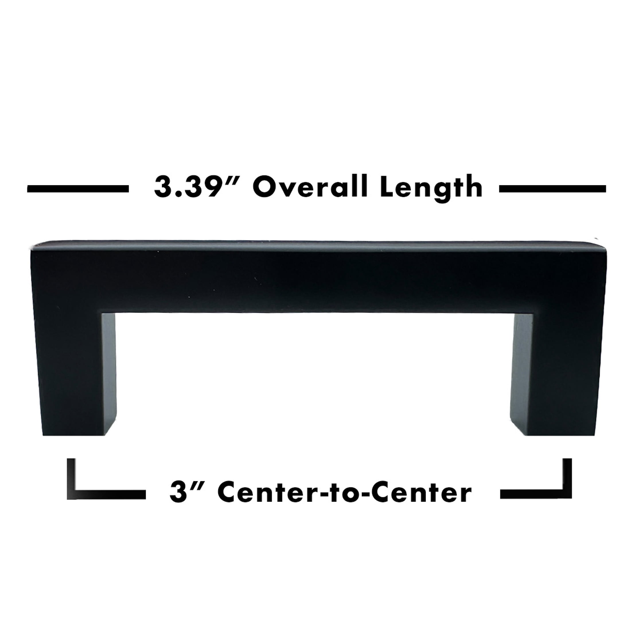 (2 pack) Mainstays Matte Black Square Pull 3" (76mm) Center-to-Center, Aluminum, 2 Pack