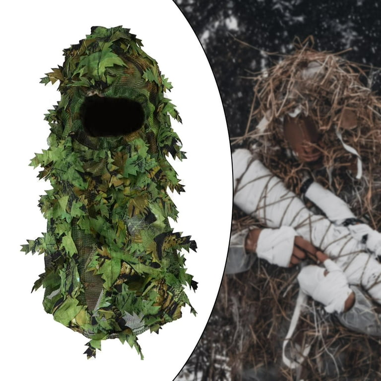 Ghillie Headwear Disguise Full Face Covering Leafy Hat for Jungle