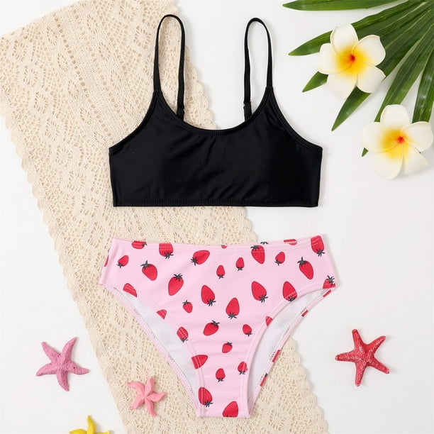 zanvin Girls Holiday Cute Solid Bikini Set Two Piece Swimsuit Bathing Suit  Swimwear Gifts For Kids Green