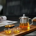 thumbnail image 3 of Heat Resistant Glass Teapot With Stainless Steel Coffee Infuser Heated Container Tea Pot Good Clear Kettle Square Filter Baskets, 3 of 9
