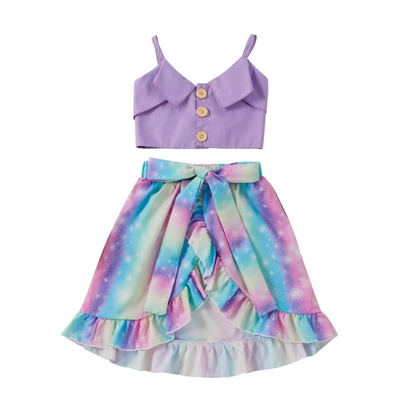 Mercatoo Cute Baby Girl Clothes Ruffles Toddler Skirt Tie-Dyed Outfits Tops Rainbow Baby Girls Printed New Baby Blanket 𝐆ift