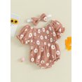 thumbnail image 3 of Bagilaanoe Newborn Baby Girl Rompers Flower Print Short Sleeve Bodysuit + Headband 6M 12M 18M 24M Infant Summer One Piece Jumpsuit, 3 of 9