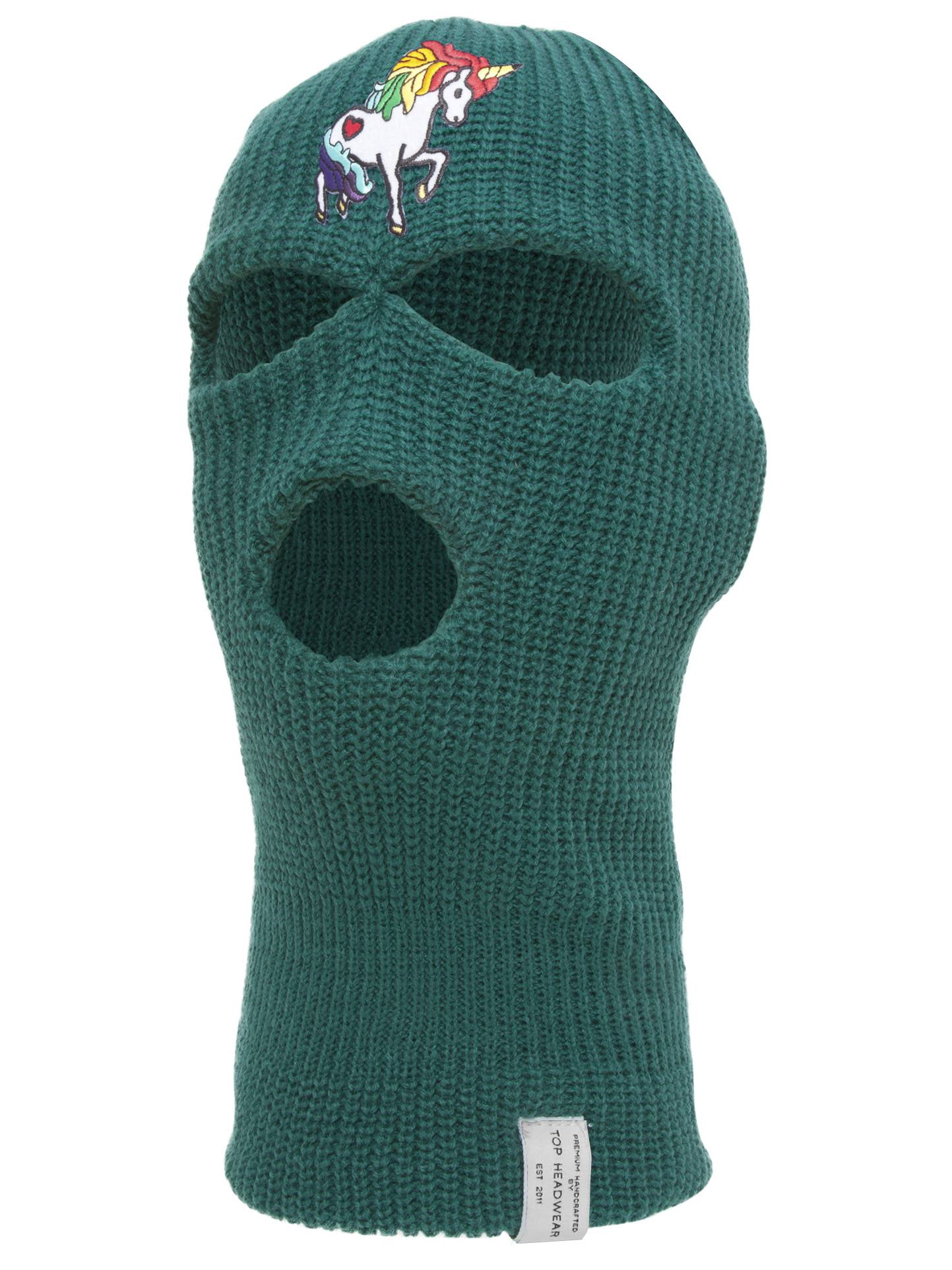 Rainbow Unicorn Ski 3 Hole Mask, Emerald