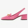 thumbnail image 2 of FSJ Women Elegant Closed Square Toe Chunky Low Heels Slingback Pumps Slip On Loafers Ladies Office Business Shoes Size 7.5 Deep Pink, 2 of 6
