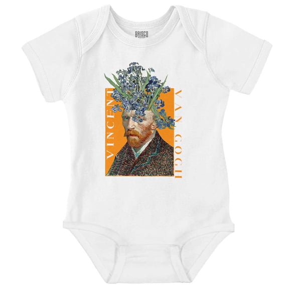 Van Gogh Self Portrait Irises Mashup Romper Boys or Girls Infant Baby Brisco Brands NB