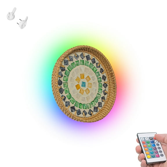 Kiven Led Wooden Wall Lamp, Battery Operated Wall Lights with RGB Mode, Dimmable, Single Modern Corner Lights