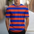 thumbnail image 5 of Afuyipoi T-shirts Men,Casual Stripe Print Round Neck Short Sleeve Shirts Orange 2XL, 5 of 6