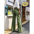 thumbnail image 5 of Women's High Waisted Wide Leg Jeans Green Denim Baggy Casual Pants, 5 of 7