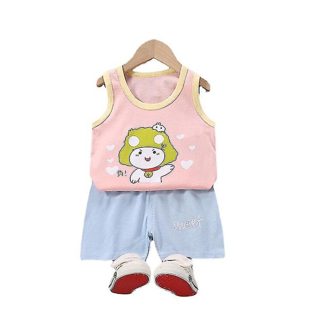12M 55Fluorescent GreenSummer Cute Cartoon 2pcs Niños Bebé Niños Niñas Chaleco de dibujos animados Top Shorts Pantalones Conjunto Ropa Niños Pijamas Niñas Conjuntos de ropa esquí esquí Gafas de esquí