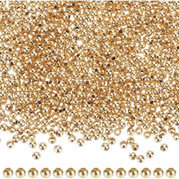 1 Box 1000Pcs Stainless Steel Beads Bulk 2mm Crimp Beads Golden Spacer Beads Gold Ball Bead Spacers Tiny Rondelle Seamed Metal Bead Loose Beads for Jewelry Making Beading Kits DIY Crafts DIY Golden