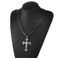 thumbnail image 2 of EOEMY Gold Black Silver Cross Pendant Necklace Stainless Steel Byzantine Chain For Men-Silver Black-32Inch Or 81Cm, 2 of 4