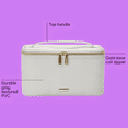 thumbnail image 4 of Conair Gray Pebble Train Case, Travel-Ready Beauty Organizer with Gold-Tone Hardware, 4 of 9