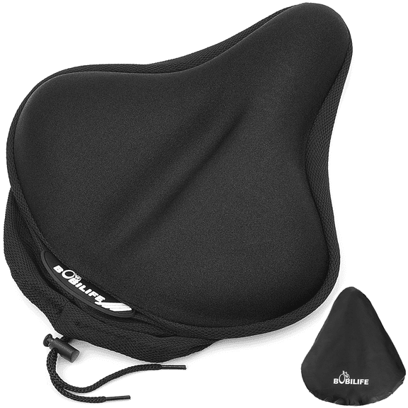 Thick & Wide Gel Bike Seat Cushion Cover Pad with Rainproof Cover