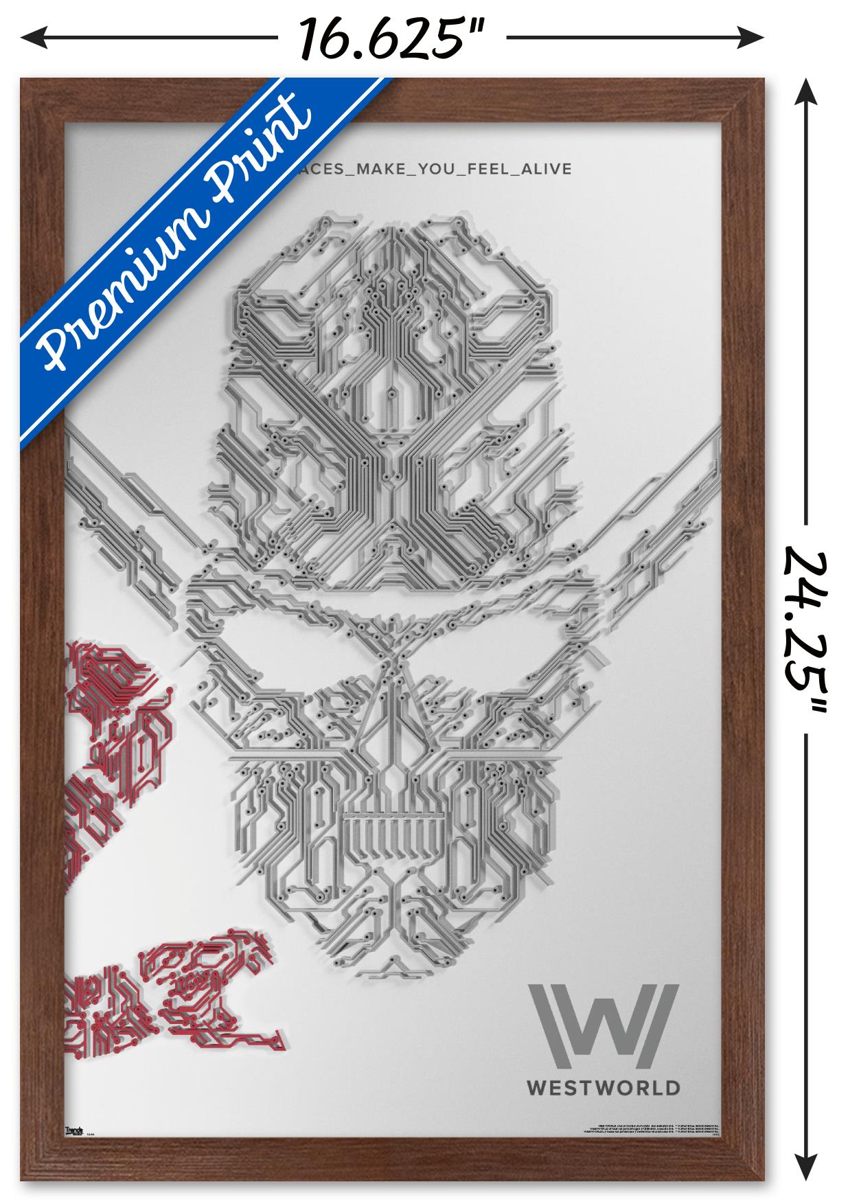 Westworld - White Wall Poster, 14.725" x 22.375", Framed