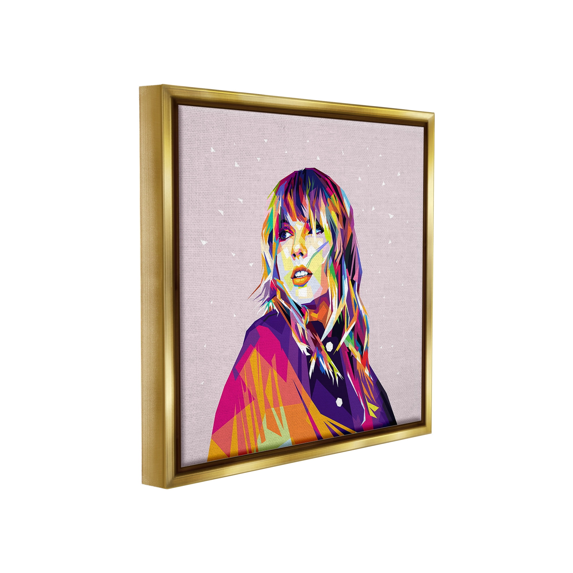 Stupell Industries Geometric Pattern Taylor Abstract Painting Gold Floater Framed Canvas Art Print Wall Art, 18 x 18