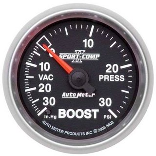 Auto Meter Silver Boost/Vacuum Gauge - Liquid Filled For Smooth Performance
