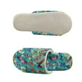 thumbnail image 5 of COEQINE Butterfly Teal Slippers for Women Fall Winter Fluffy Slippers Comfortable Open Toe House Shoes Lightweight Warm Indoor Home Slides for Travel Hotel Bedroom, 46-47, 5 of 7