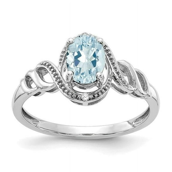 Primal Gold 10 Karat White Gold Aquamarine and Diamond Ring