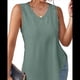 thumbnail image 4 of Camiseta de Tirantes de Verano para Mujer, con Bordado de Ojales, Sin Mangas, Cuello en V, Holgada, Informal, 2025 Verde M, 4 of 6