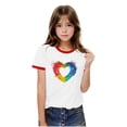thumbnail image 6 of Nilvkv Girls Tee Shirts, Girls T Shirts, Contrast Binding Art Paint Print Round Neck Short Sleeve Cotton Top Casual Red 13-14 Years, 6 of 7