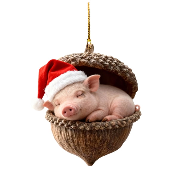 Forest Animal Acorn Ornaments Cozy Forest Christmas Ornaments, 3D Forest Animal Acorn Ornaments, 2026 New Pine Cone Animal Decoration, Woodland Creature Figurine, Acrylic Hanging Ornament Home Decor