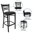 thumbnail image 5 of Flash Furniture HERCULES Series Black ''X'' Back Metal Restaurant Barstool - Black Vinyl Seat, 5 of 12