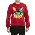 thumbnail image 2 of Wild Bobby Dean Russo Colorful Blue Eyes Cat Cat Lover Unisex Crewneck Graphic Sweatshirt, Red, Large, 2 of 5