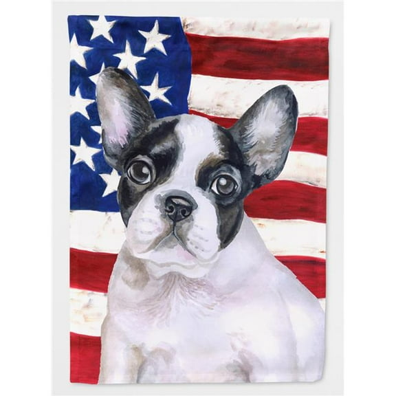 French Bulldog Black White Patriotic Flag Canvas House Size
