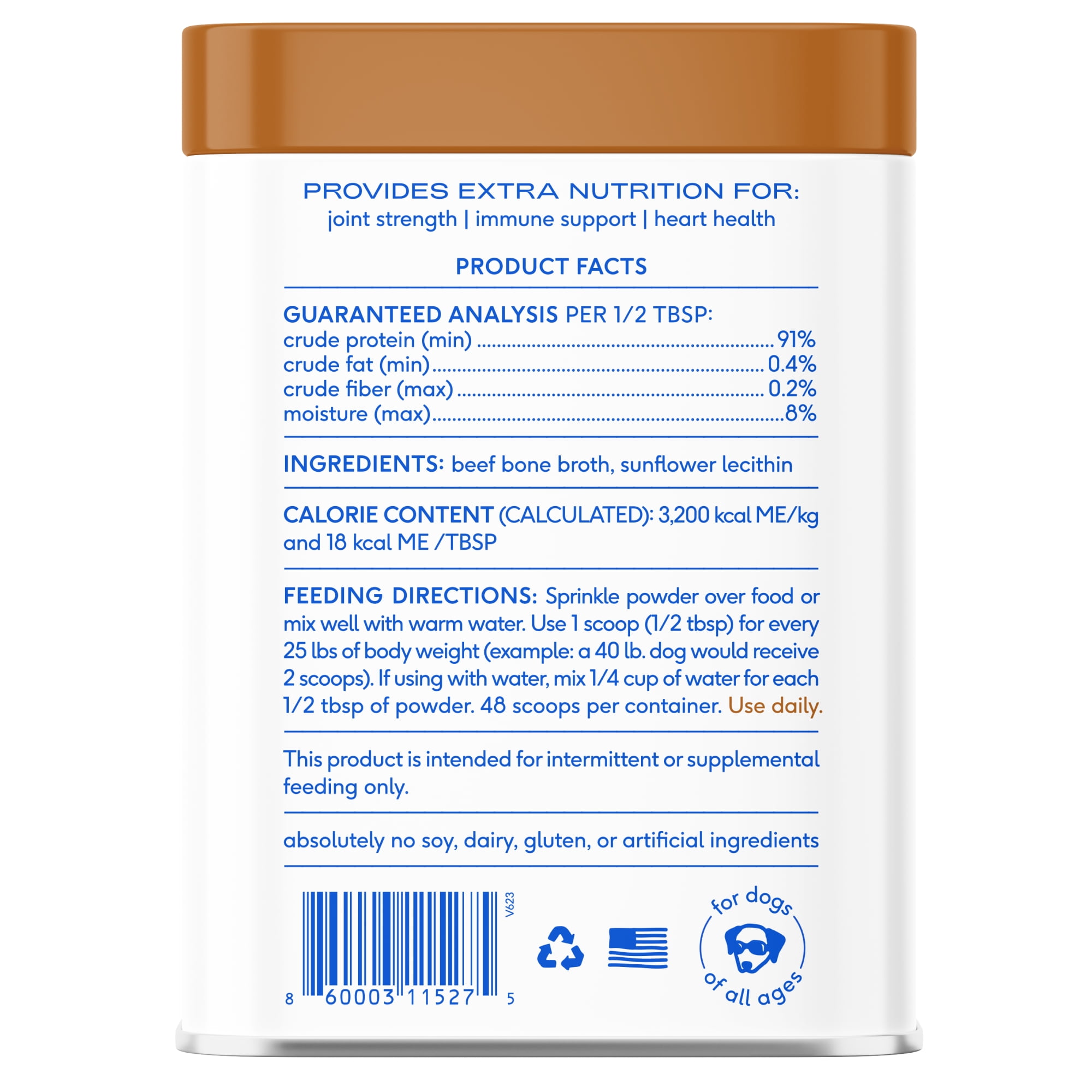 Native Pet Grass Fed Beef Broth, Bone Broth Protein Powder Food Topper for Dogs & Cats, 4.75oz